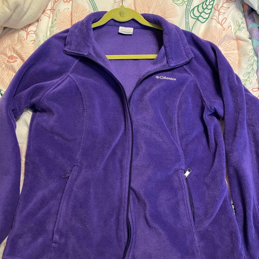 Columbia Purple Jacket with Full-Zip and Stand-Up Collar